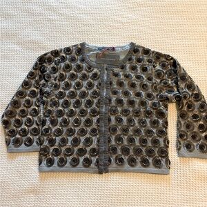 Boden Gray Sequin Cardigan